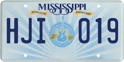 MS license plate HJI019