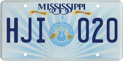 MS license plate HJI020