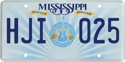 MS license plate HJI025
