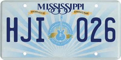 MS license plate HJI026