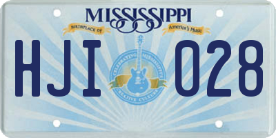 MS license plate HJI028