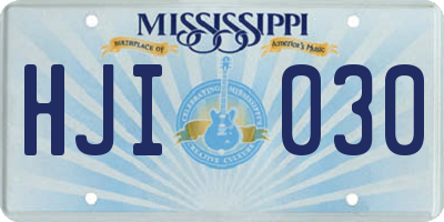 MS license plate HJI030