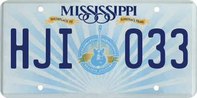 MS license plate HJI033