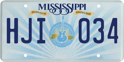 MS license plate HJI034