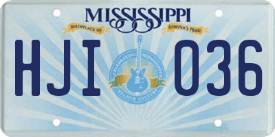 MS license plate HJI036