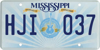 MS license plate HJI037