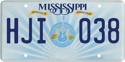 MS license plate HJI038