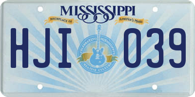 MS license plate HJI039