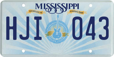 MS license plate HJI043