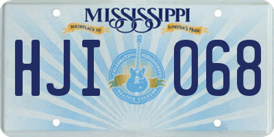 MS license plate HJI068