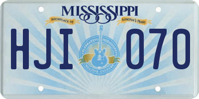 MS license plate HJI070