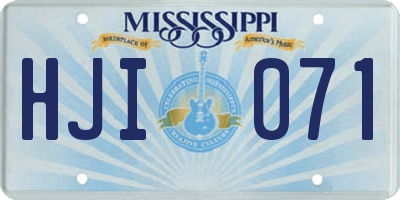 MS license plate HJI071