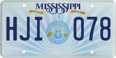MS license plate HJI078