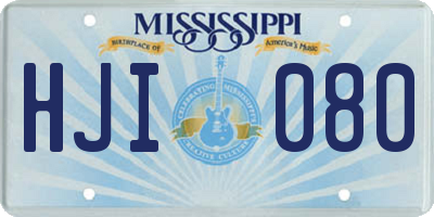 MS license plate HJI080