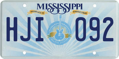 MS license plate HJI092