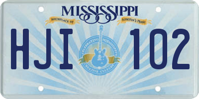 MS license plate HJI102