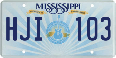 MS license plate HJI103