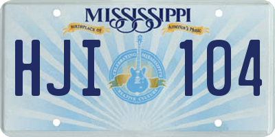 MS license plate HJI104