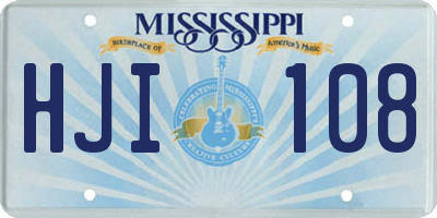 MS license plate HJI108