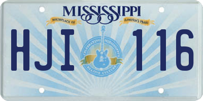 MS license plate HJI116