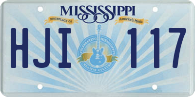 MS license plate HJI117