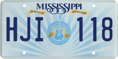 MS license plate HJI118