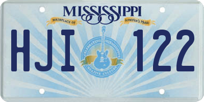 MS license plate HJI122