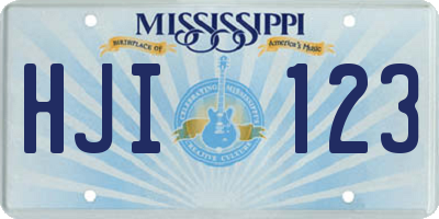 MS license plate HJI123