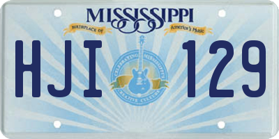 MS license plate HJI129
