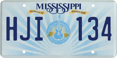 MS license plate HJI134