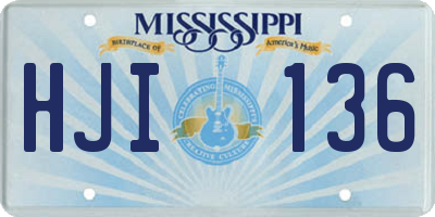 MS license plate HJI136