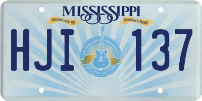 MS license plate HJI137
