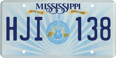 MS license plate HJI138