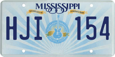 MS license plate HJI154