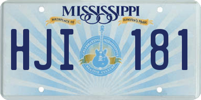 MS license plate HJI181