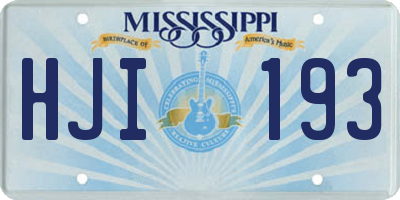 MS license plate HJI193