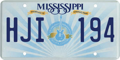 MS license plate HJI194