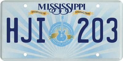 MS license plate HJI203