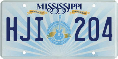 MS license plate HJI204