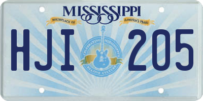MS license plate HJI205