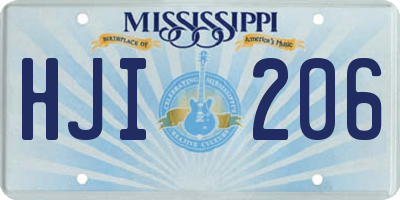 MS license plate HJI206