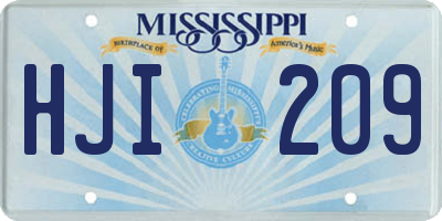MS license plate HJI209