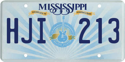 MS license plate HJI213