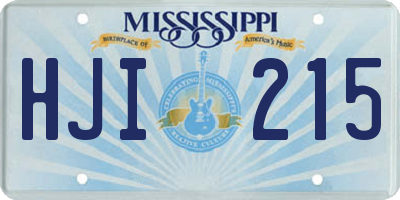 MS license plate HJI215