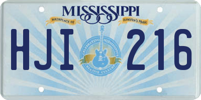 MS license plate HJI216