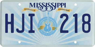 MS license plate HJI218