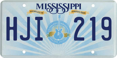 MS license plate HJI219