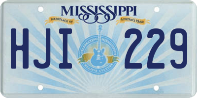 MS license plate HJI229