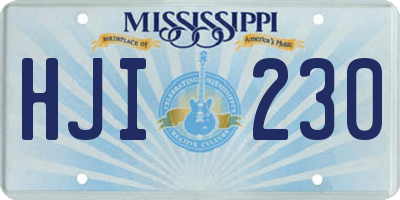 MS license plate HJI230