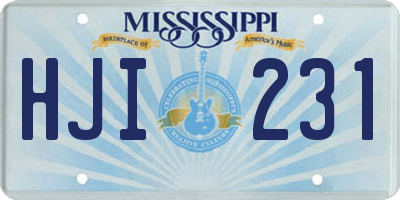 MS license plate HJI231